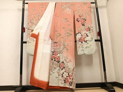 平和屋着物●豪華振袖　鳳凰花文　暈し染め　金彩　正絹　逸品　AABK7080ph