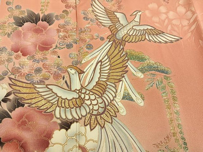 平和屋着物●豪華振袖　鳳凰花文　暈し染め　金彩　正絹　逸品　AABK7080ph