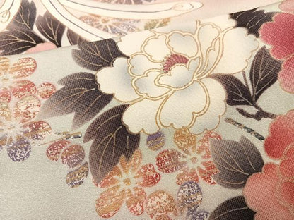 平和屋着物●豪華振袖　鳳凰花文　暈し染め　金彩　正絹　逸品　AABK7080ph