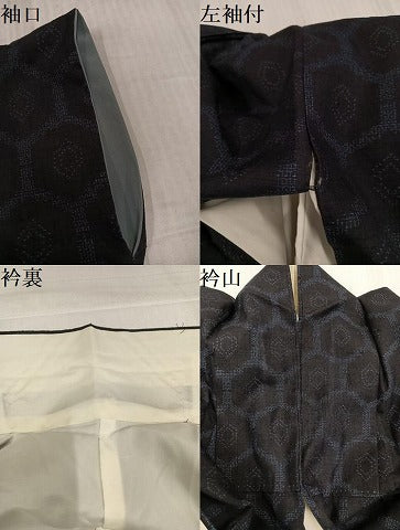 平和屋着物●結城紬　亀甲文　正絹　逸品　AABK7084ph