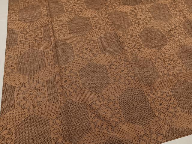 平和屋着物●上質な紬　亀甲花文　正絹　逸品　AABK7085ph