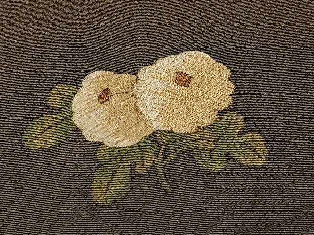 平和屋着物●アンティーク 大正ロマン ファッションデザイナー 花井幸子 訪問着 刺繍 草花文 暈し染め 金糸 正絹 逸品 AABK7087ph