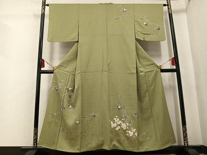 平和屋着物●訪問着　螺鈿　枝花文　金彩　正絹　逸品　AABK7088ph
