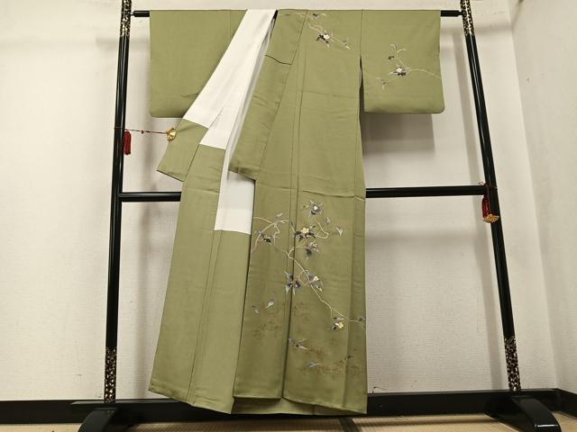 平和屋着物●訪問着　螺鈿　枝花文　金彩　正絹　逸品　AABK7088ph