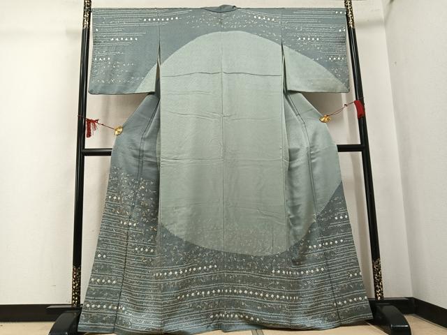 平和屋着物●訪問着　絞り　刺繍　コオロギ　金銀彩　正絹　逸品　AABK7093ph