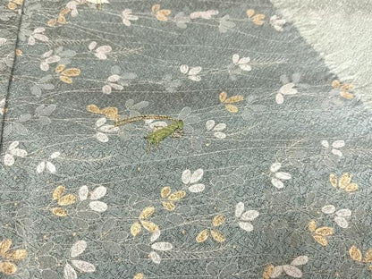 平和屋着物●訪問着　絞り　刺繍　コオロギ　金銀彩　正絹　逸品　AABK7093ph