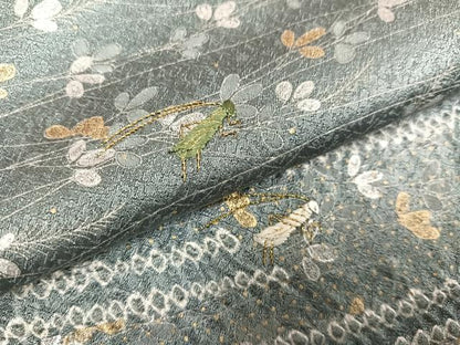 平和屋着物●訪問着　絞り　刺繍　コオロギ　金銀彩　正絹　逸品　AABK7093ph