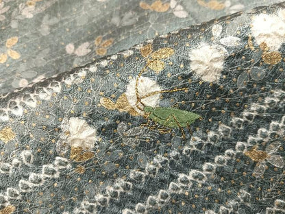 平和屋着物●訪問着　絞り　刺繍　コオロギ　金銀彩　正絹　逸品　AABK7093ph