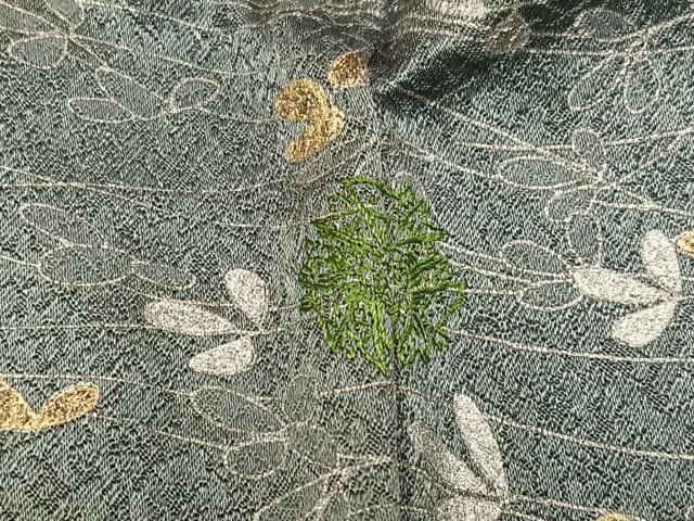 平和屋着物●訪問着　絞り　刺繍　コオロギ　金銀彩　正絹　逸品　AABK7093ph