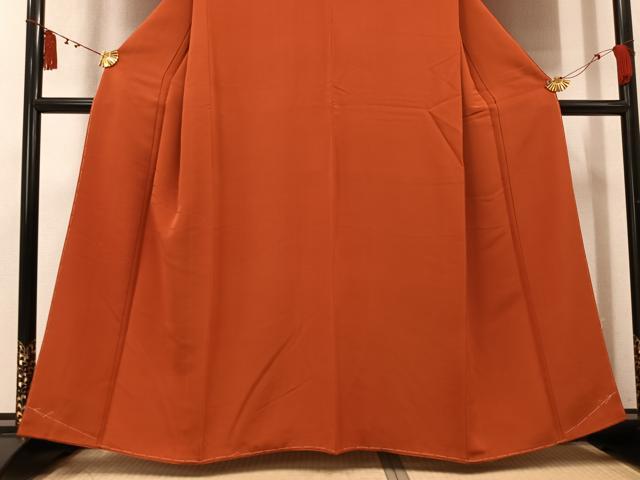 平和屋着物●無地絵羽訪問着　流水地紋　紅樺色　正絹　逸品　未使用　AABK7097ph