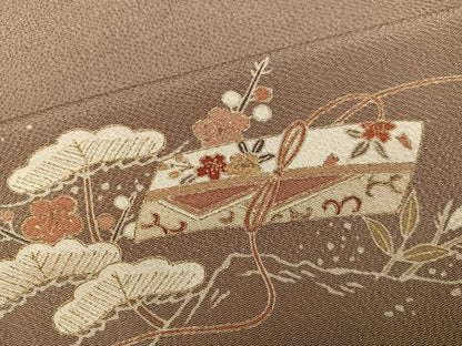 平和屋着物●豪華色留袖　松竹梅文箱文　鬼しぼ縮緬　正絹　逸品　AABK7098ph