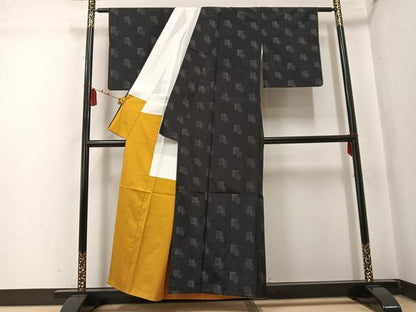 平和屋着物●本場大島紬　地空き　源氏香　正絹　逸品　AABK7099ph