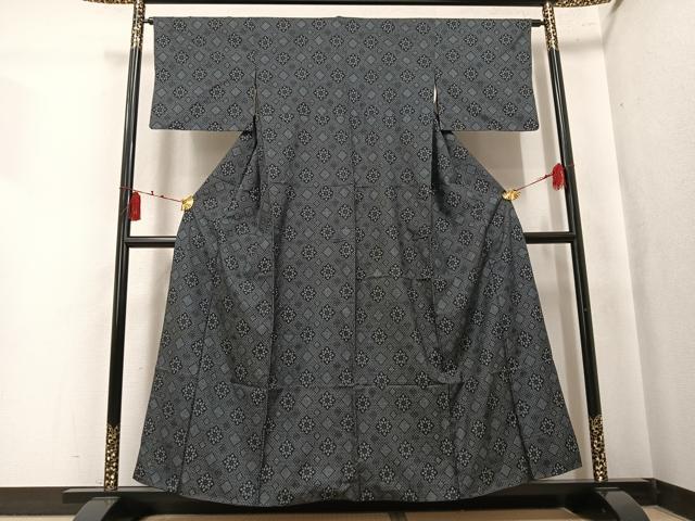平和屋着物●本場大島紬　割込み絣　花菱文　正絹　逸品　AABK7100ph