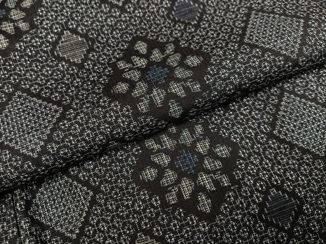 平和屋着物●本場大島紬　割込み絣　花菱文　正絹　逸品　AABK7100ph