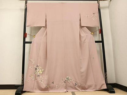 平和屋着物●本加賀友禅作家　橋本静華　訪問着　草花文　正絹　逸品　AABK7101ph