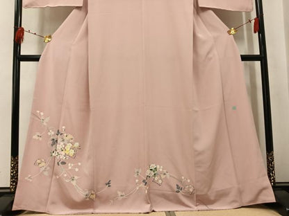 平和屋着物●本加賀友禅作家　橋本静華　訪問着　草花文　正絹　逸品　AABK7101ph