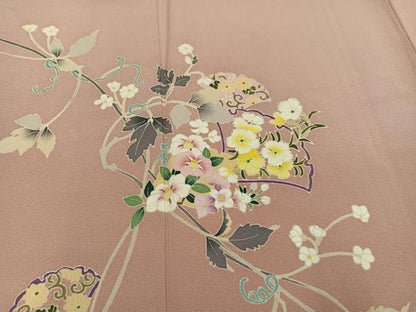 平和屋着物●本加賀友禅作家　橋本静華　訪問着　草花文　正絹　逸品　AABK7101ph