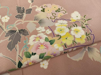 平和屋着物●本加賀友禅作家　橋本静華　訪問着　草花文　正絹　逸品　AABK7101ph