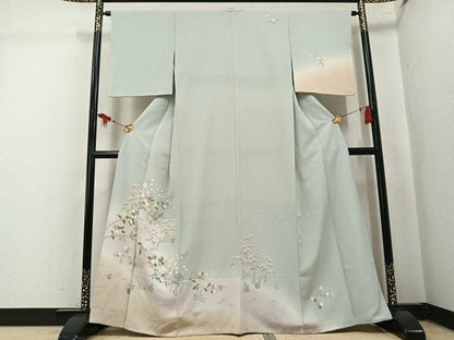 平和屋着物●訪問着　友禅　松竹梅風景文　暈し染め　正絹　逸品　AABK7102ph