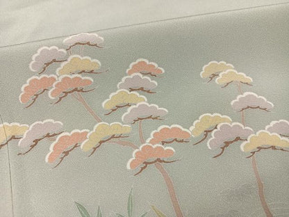 平和屋着物●訪問着　友禅　松竹梅風景文　暈し染め　正絹　逸品　AABK7102ph