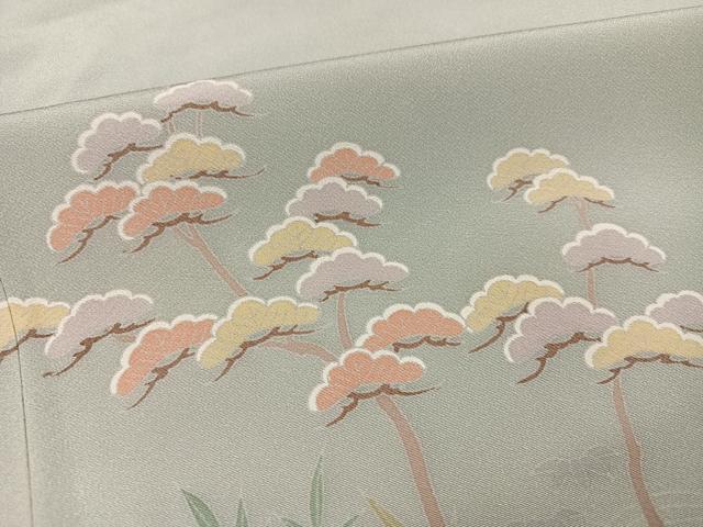 平和屋着物●訪問着　友禅　松竹梅風景文　暈し染め　正絹　逸品　AABK7102ph