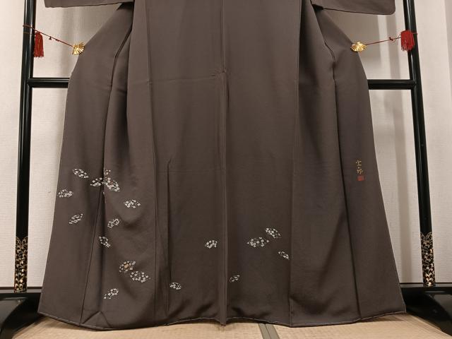 平和屋着物●京友禅作家　元橋宏太郎　訪問着　刺繍　地紙草花文　正絹　逸品　未使用　AABK7104ph
