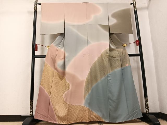 平和屋着物●ファッションデザイナー 花井幸子　訪問着　吉祥文　暈し染め　金彩　正絹　逸品　AABK7105ph