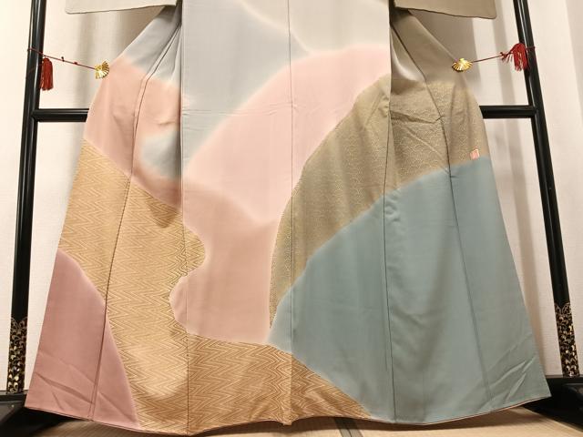 平和屋着物●ファッションデザイナー 花井幸子　訪問着　吉祥文　暈し染め　金彩　正絹　逸品　AABK7105ph