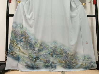 平和屋着物●豪華色留袖　作家物　風景草木文　暈し染め　正絹　逸品　未使用　AABK7106ph