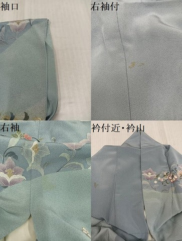 平和屋着物●訪問着　作家物　駒刺繍　鳳凰花唐草文　金彩　正絹　逸品　AABK7107ph