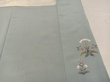 平和屋着物●訪問着　作家物　駒刺繍　鳳凰花唐草文　金彩　正絹　逸品　AABK7107ph