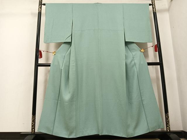 平和屋着物●上質な色無地　山葵色　正絹　逸品　AABK7109ph