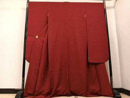平和屋着物●豪華振袖　草花地紋　色無地　紅海老茶色　やまと誂製　正絹　逸品　AABK7111ph