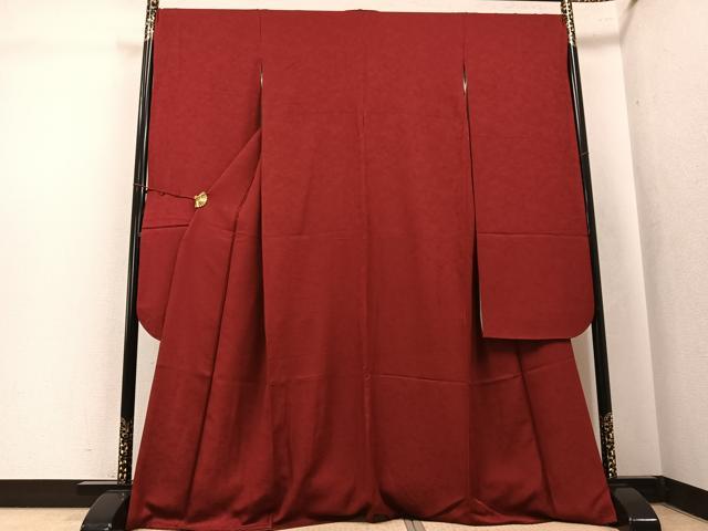 平和屋着物●豪華振袖　草花地紋　色無地　紅海老茶色　やまと誂製　正絹　逸品　AABK7111ph