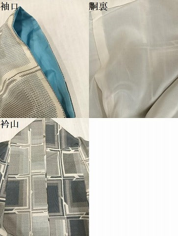 平和屋着物●本場大島紬　総絣　格子　証紙付き　正絹　逸品　AABK7112ph