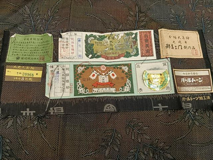 平和屋着物●都喜ヱ門　本場大島紬　7マルキ　草花文　藤絹織物謹製　証紙付き　正絹　逸品　AABK7114ph