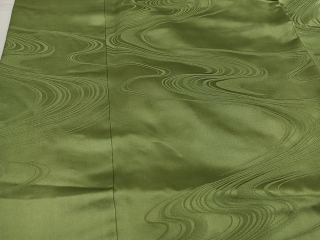 平和屋着物●豪華振袖　流水地紋　色無地　柳茶色　正絹　逸品　AABK7115ph
