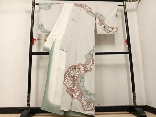 平和屋着物●十日町　名門　滝泰謹製　訪問着　辻が花　絞り　正絹　逸品　AABK7117ph