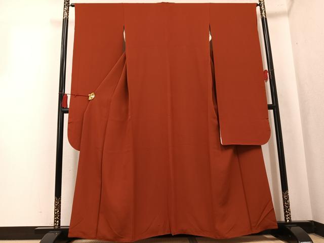 平和屋着物●豪華振袖　色無地　弁柄色　正絹　逸品　AABK7121ph