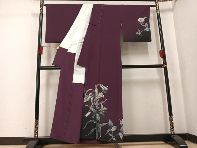 平和屋着物●染色作家　草野一騎　訪問着　草花文　暈し染め　金彩　正絹　逸品　AABK7123ph