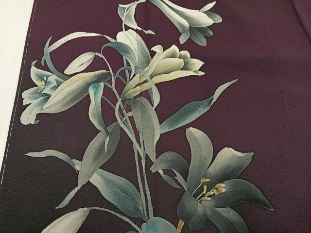 平和屋着物●染色作家　草野一騎　訪問着　草花文　暈し染め　金彩　正絹　逸品　AABK7123ph
