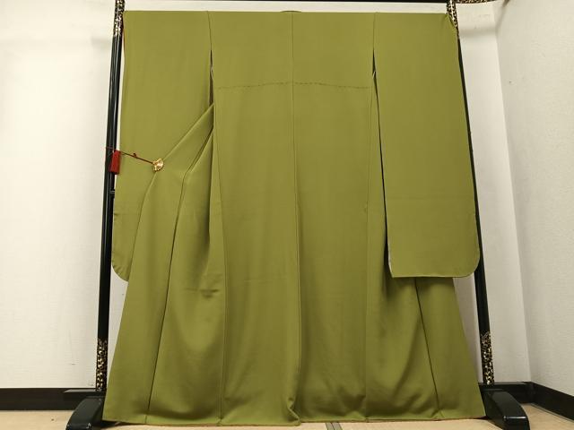 平和屋着物●豪華振袖　色無地　根岸色　正絹　逸品　AABK7124ph