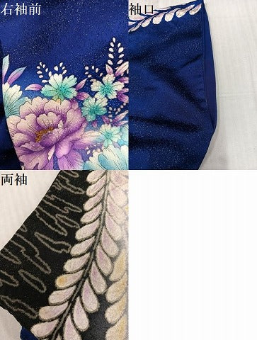 平和屋着物●豪華振袖　絞り　草花文　暈し染め　銀通し地　正絹　逸品　AABK7130ph