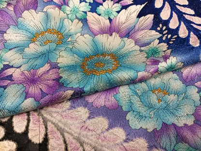 平和屋着物●豪華振袖　絞り　草花文　暈し染め　銀通し地　正絹　逸品　AABK7130ph