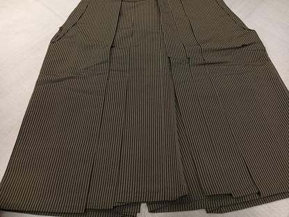 平和屋着物●男性　馬乗り袴　本場神代仙台平　縞　正絹　逸品　AABK7134ph