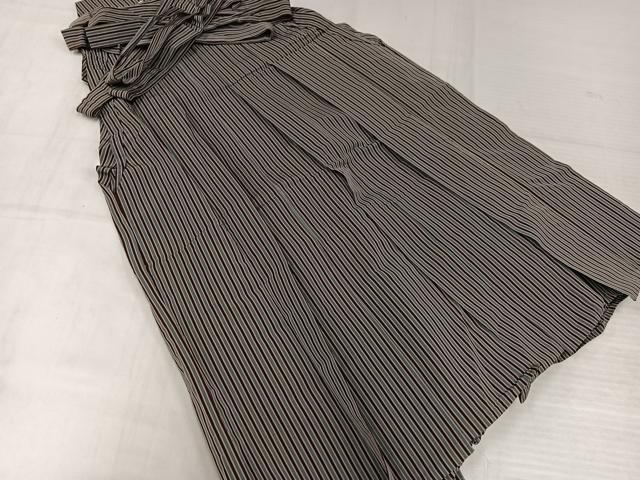 平和屋着物●男性　馬乗り袴　縞　正絹　逸品　AABK7136ph