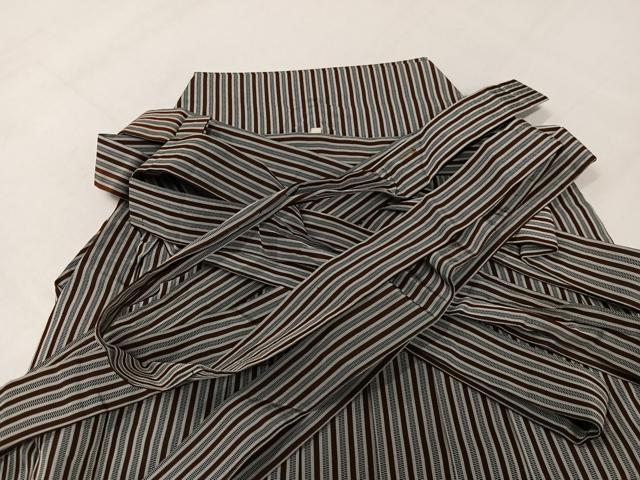 平和屋着物●男性　馬乗り袴　縞　正絹　逸品　AABK7136ph