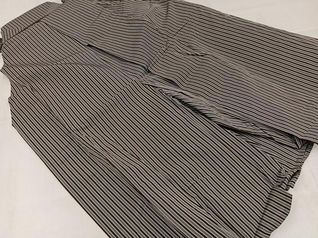 平和屋着物●男性　馬乗り袴　縞　正絹　逸品　AABK7136ph