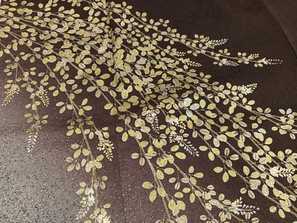 平和屋着物●訪問着　草花文　暈し染め　金銀彩　正絹　逸品　AABK7150ph