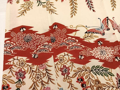 平和屋着物●訪問着　型染め　花鳥舞蝶文　鬼しぼ縮緬　正絹　逸品　AABK7152ph